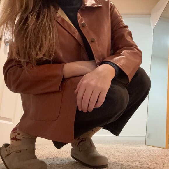 Faux Leather Cognac Jacket - TINX Fave - Size Med - Picture 2 of 3